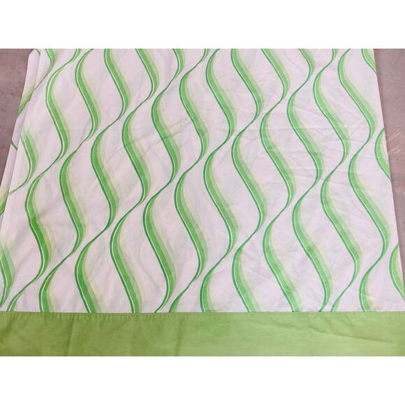 Vintage 1970s Dan River Percale Tranquale Green Wavy Sheet Set Flat Pillowcase - Picture 2 of 10